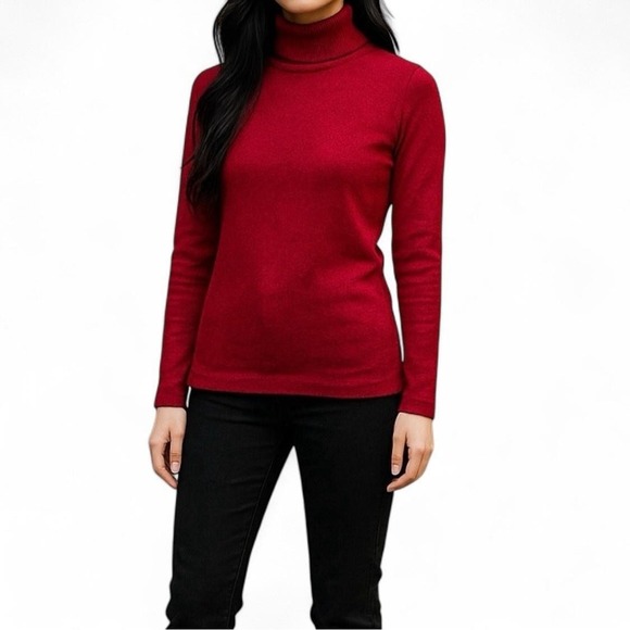 Cami International Sweaters - Cami International Turtleneck Red Silk‎ Cashmere Blend Womens Size Medium Top